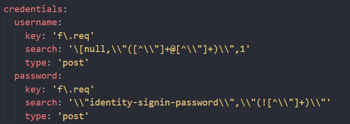 credentials configuration