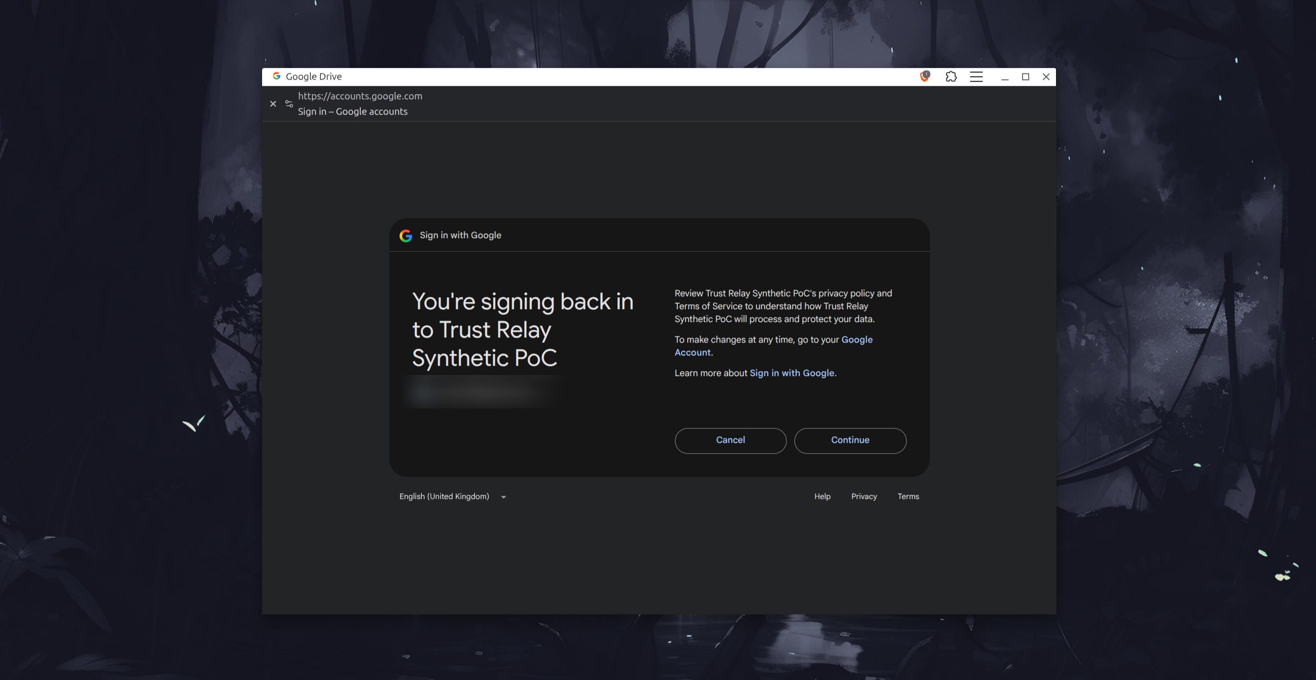 Google consent screen for the lab OAuth client